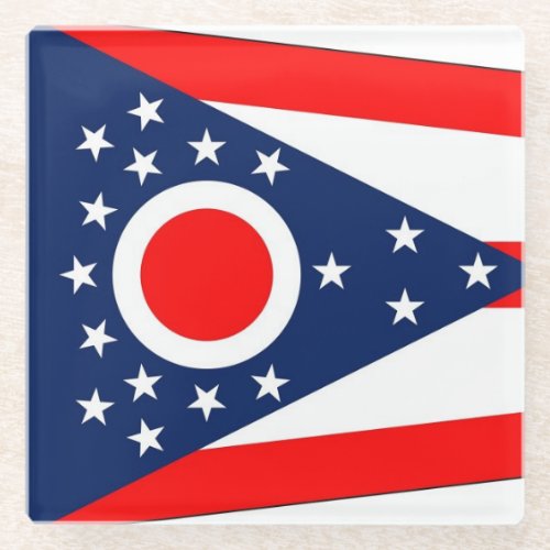 Glass coaster with flag of Ohio State USA