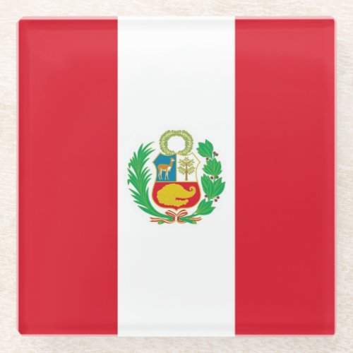 Glass coaster with flag of Peru