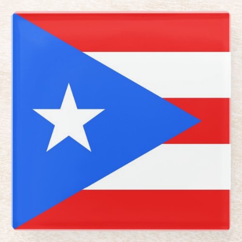 Glass coaster with flag of Puerto Rico USA