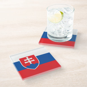 Glass coaster with flag of Slovakia