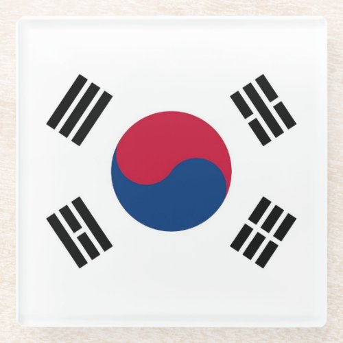 Glass coaster with flag of South Korea