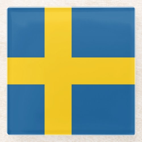 Glass coaster with flag of Sweden