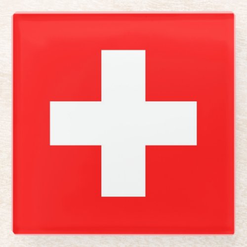 Glass coaster with flag of Switzerland