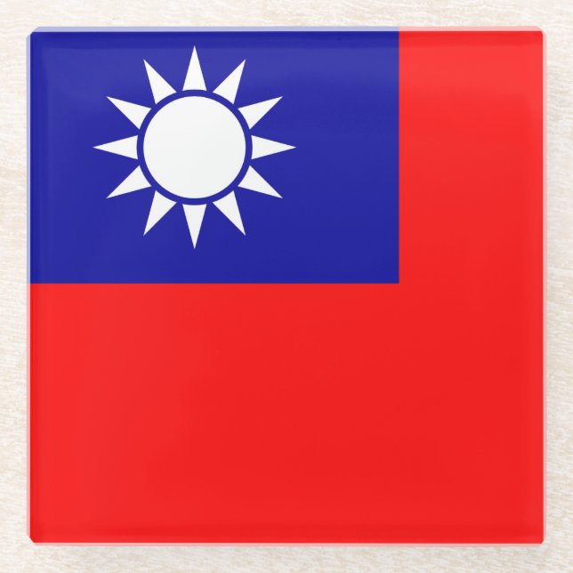 Glass coaster with flag of Taiwan (Front)