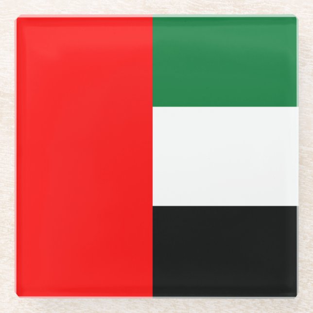 Glass coaster with flag of UAE (Front)