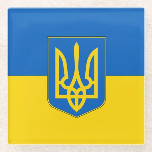 Glass coaster with flag of Ukraine