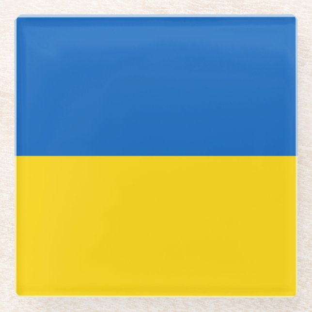 Glass coaster with flag of Ukraine (Front)