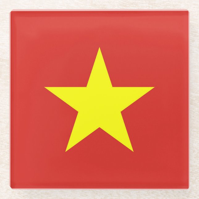 Glass coaster with flag of Vietnam (Front)