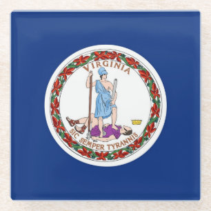 Glass coaster with flag of Virginia State, USA