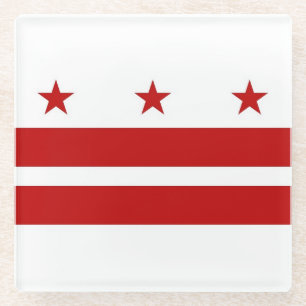 Glass coaster with flag of Washington DC, USA