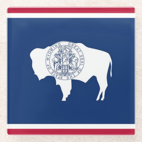 Glass coaster with flag of Wyoming State USA