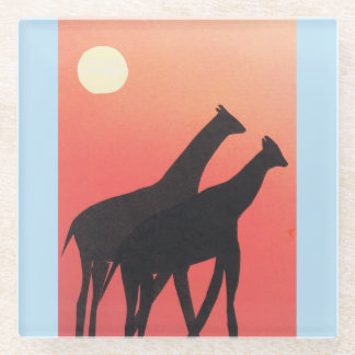 Glass Coaster with Giraffe Design