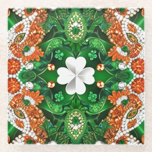 Glass coaster with Irish Colors (Front)