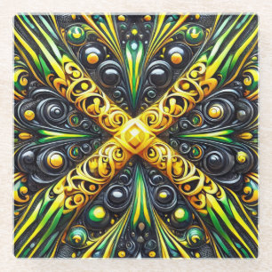 Glass coaster with Jamaican Colors
