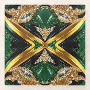 Glass coaster with Jamaican Colors