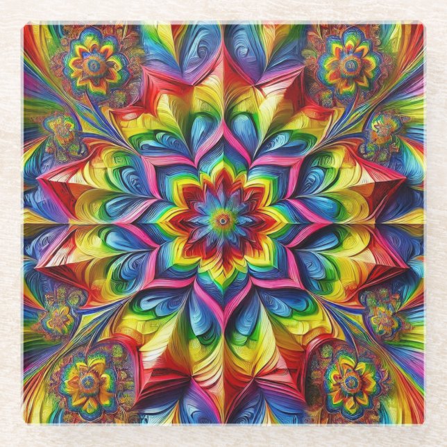 Glass coaster with LGBTQ Colors (Front)