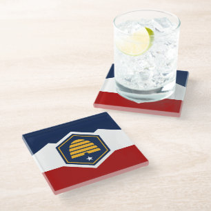 Glass coaster with new flag of Utah, USA