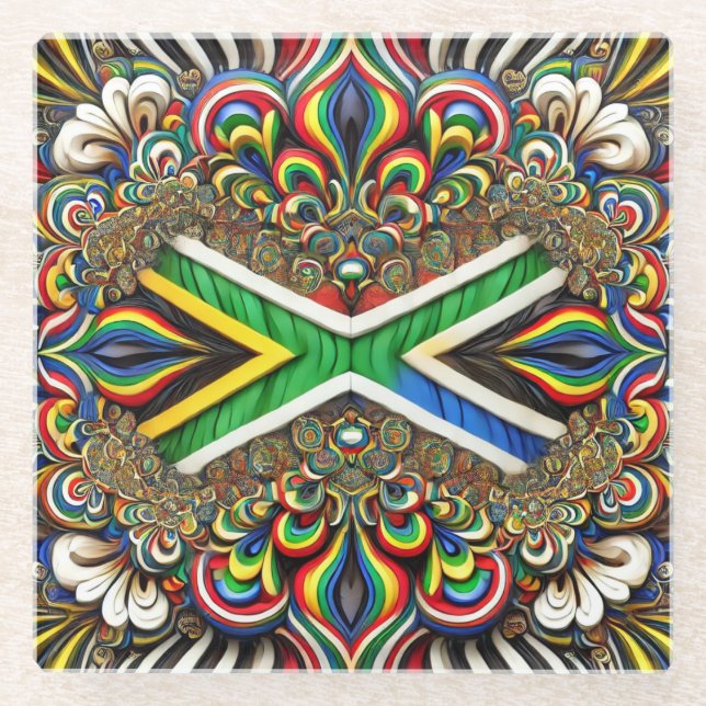 Glass coaster with South African Colors (Front)