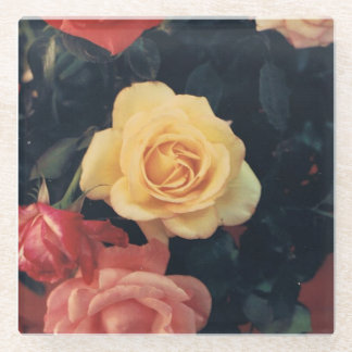 Glass Coasters with Floral Design