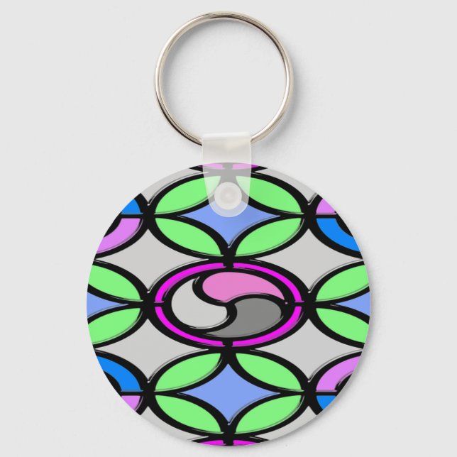 Glass colored tiled keychain (Front)