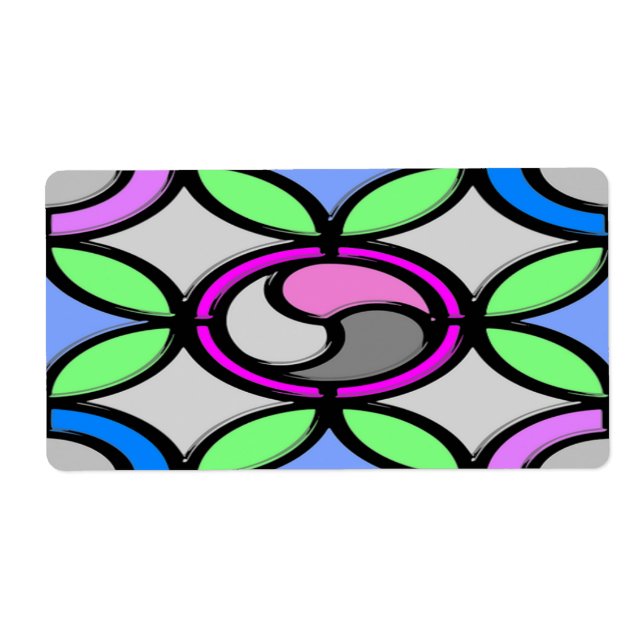 Glass colored tiled label (Front)