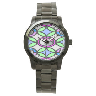 Glass colored tiled watch
