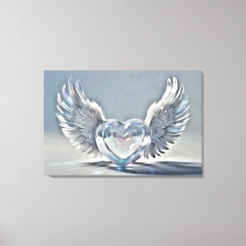  Glass Crystal Hearts Angel Wings AP78  Canvas Print