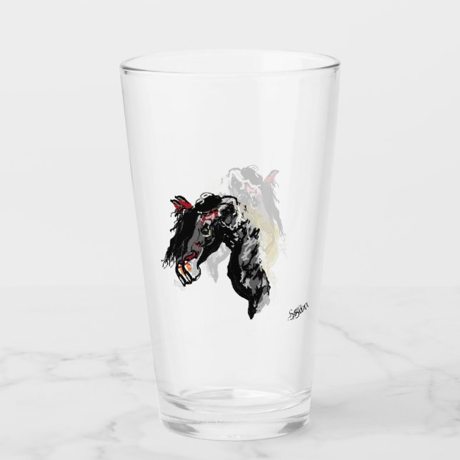 Glass Cup : Horse with a Thirst (Front)