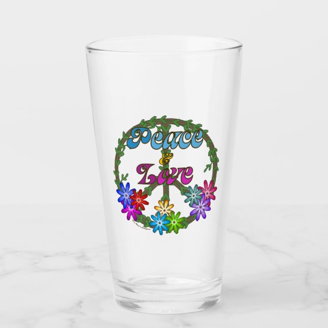 Glass Cup - Peace & Love (Front)