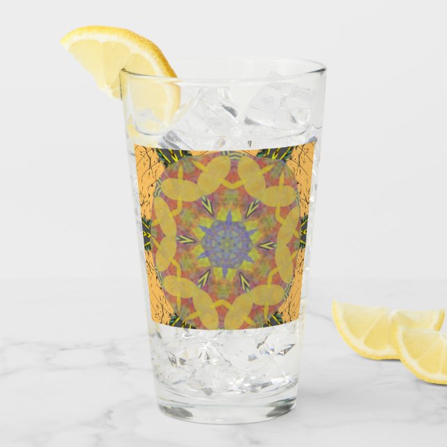 glass cup rose like kaleidoscope art,YELLOW (Front Ice)