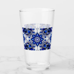 Glass cup with Blue White Colors