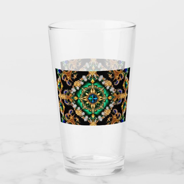 Glass cup with Brazilian Colors (Front)