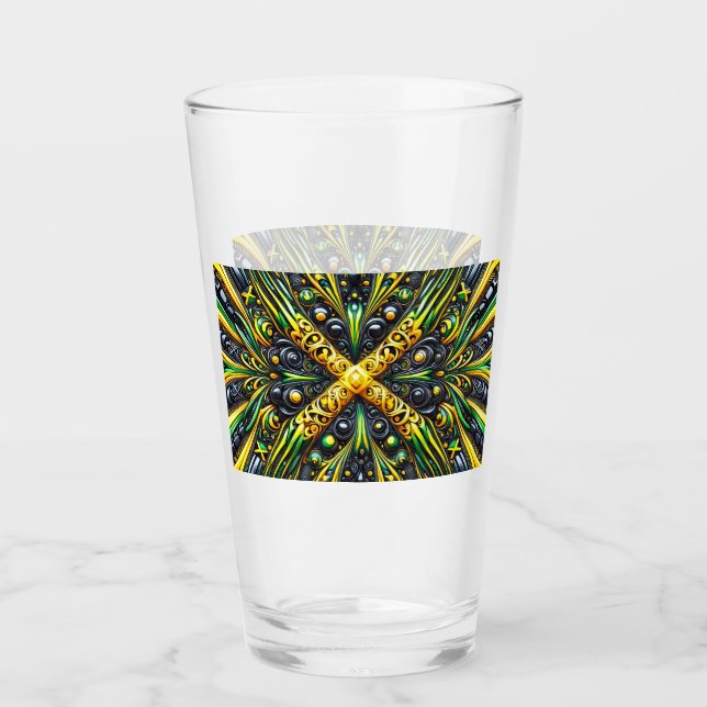 Glass cup with Jamaican Colors (Front)