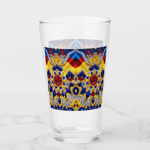 Glass cup with Romania Colors