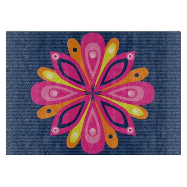 Glass Cutting Board Burst Navy (Front)