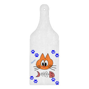 Glass Cutting Board Cat Fish Meow