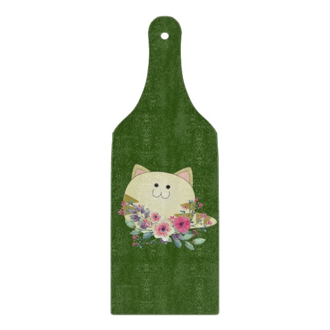 Glass Cutting Board Cat Meow (Front)