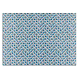 Glass Cutting Board Chevron Dots Blue