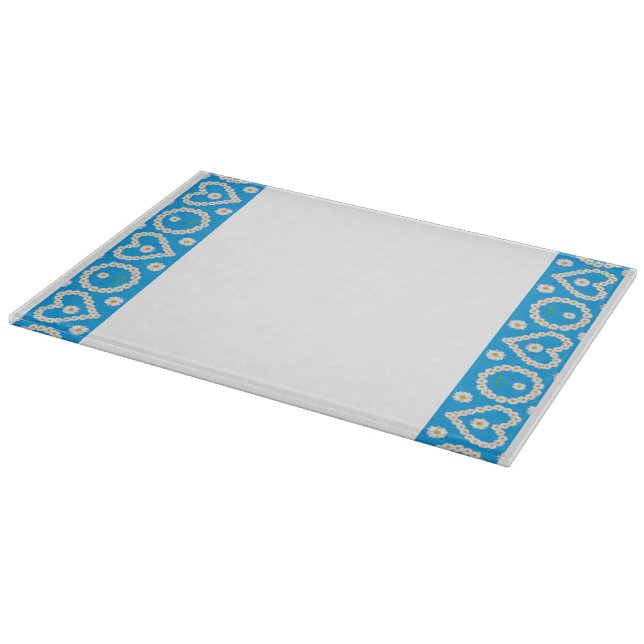 Glass Cutting Board: Daisy Chains Hearts Cutting Board (Corner)