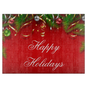 Glass Cutting Board/Happy Holidays Cutting Board