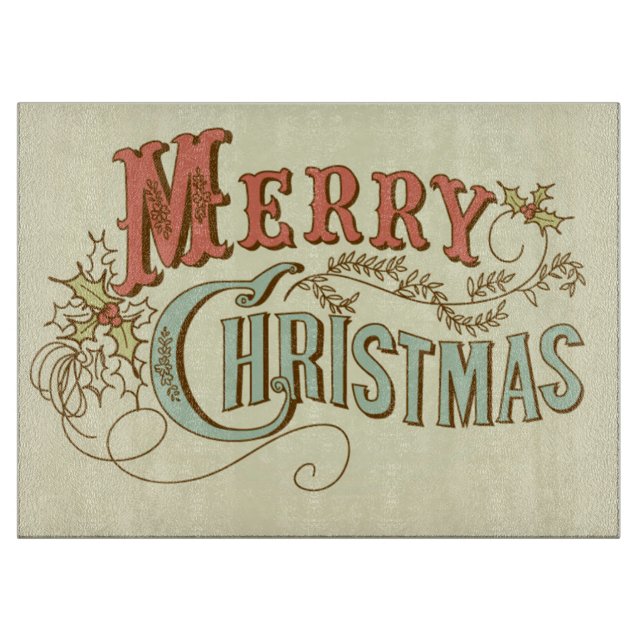 Glass Cutting Board/Merry Christmas Board (Front)