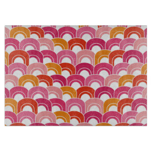 Glass Cutting Board Mod Waves Pink+