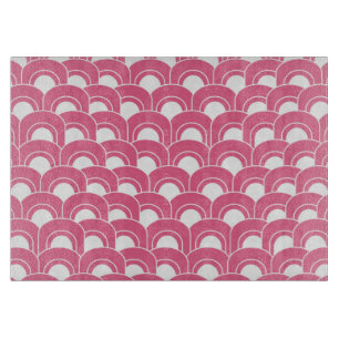 Glass Cutting Board Mod Waves Pink