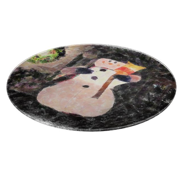 GLASS CUTTING BOARD,"MR. SNOW MAN" BOARD (Corner)