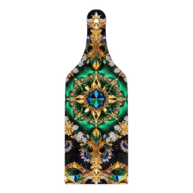 Glass cutting board paddle Brazilian Colors (Front)