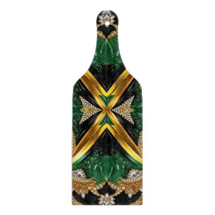 Glass cutting board paddle Jamaican Colors