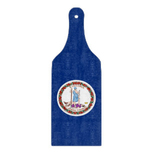 Glass cutting board paddle Virginia flag