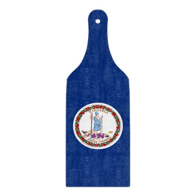 Glass cutting board paddle Virginia flag (Front)