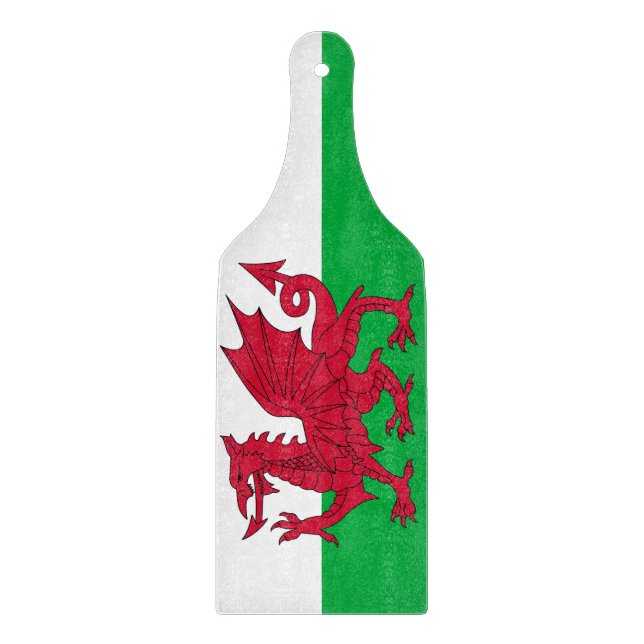 Glass cutting board paddle - Wales flag (Front)