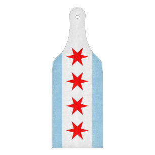 Glass cutting board paddle with Chicago flag